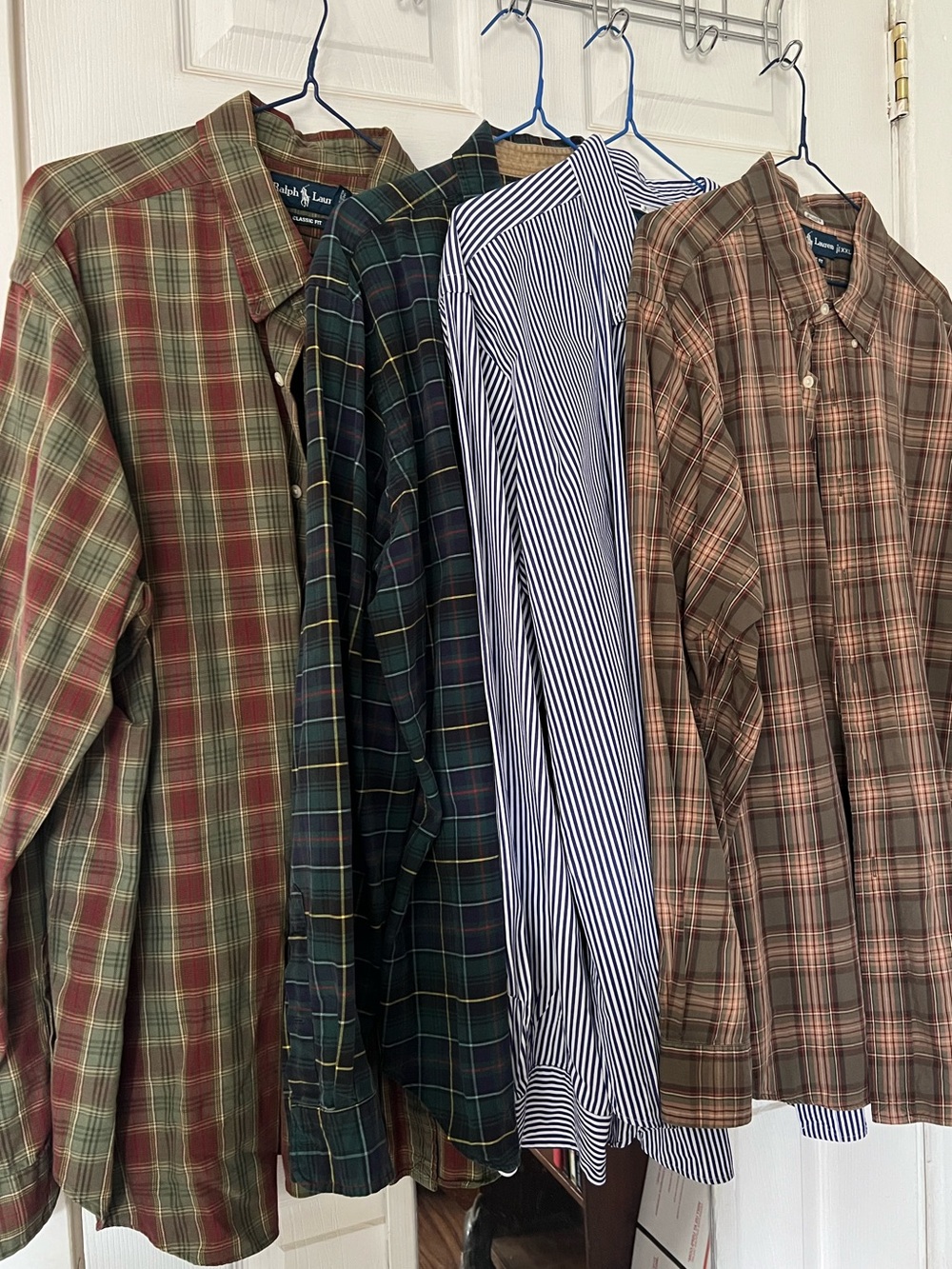 Vintage Ralph Lauren Plaid Stripe Long Sleeve Button Down Shirt Lot Of 4 XXL XL